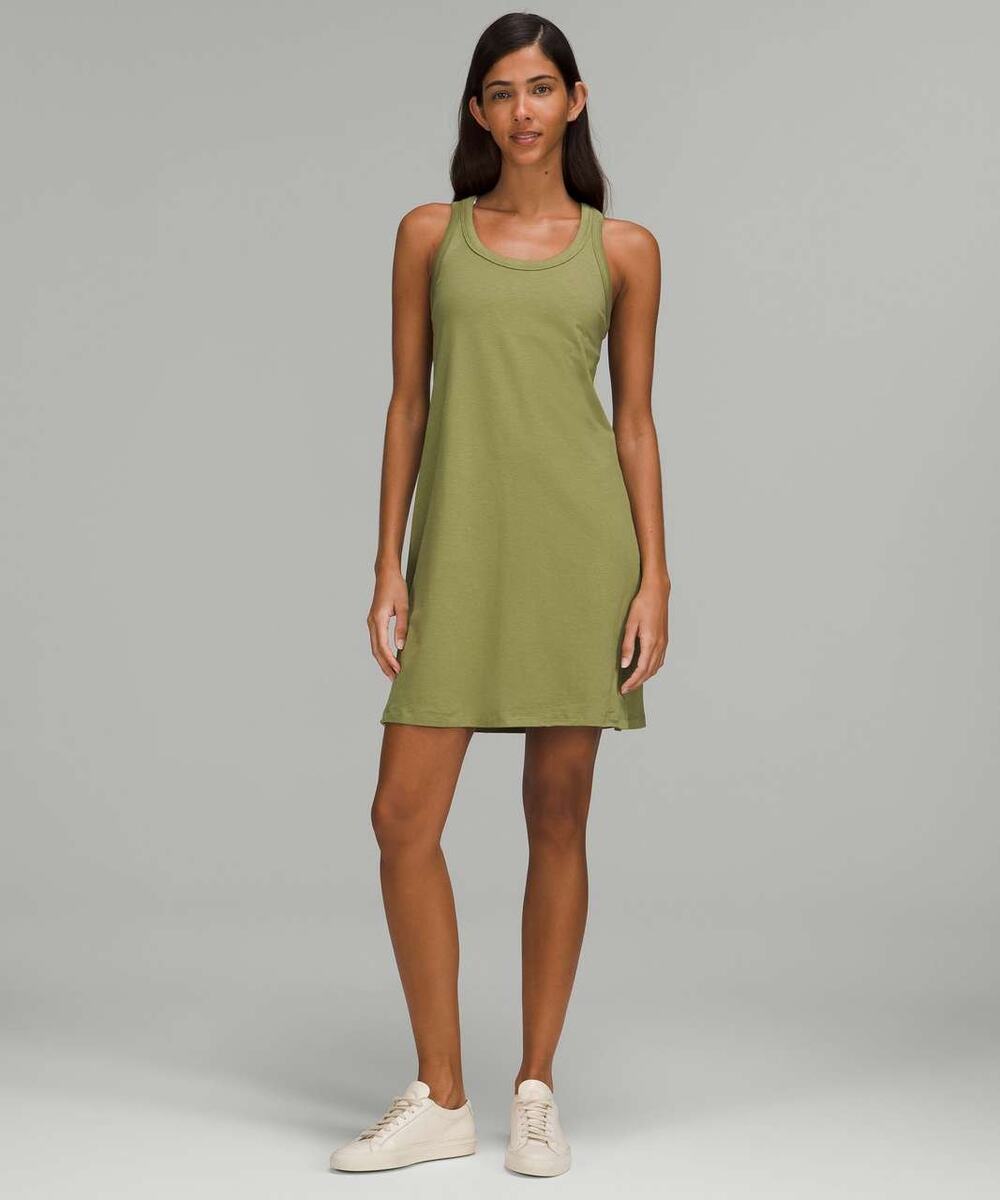 Lululemon Classic-Fit Cotton-Blend Scoop Neck Sleeveless Dress Bronze Green 6